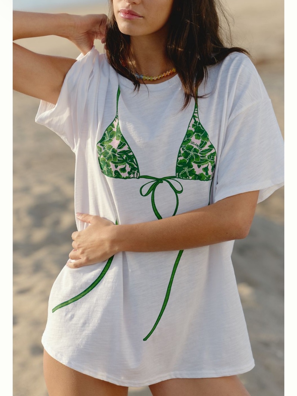 Celandine Boxy Crew Neck Tee NWT Bikini Print Small 👙